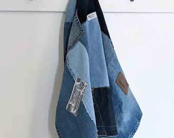 Repurposed Denim Apron, Denim Apron, Half Apron, Upcycled Jeans, Zero Waste Products, Patchwork Apron,