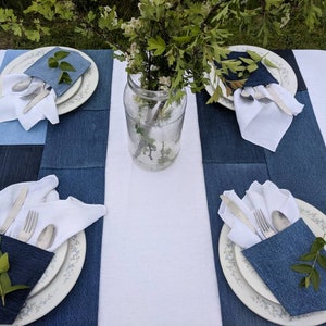 Denim Table Runner, Jean Wedding Decor, Repurposed Jeans, Denim Runner, Wedding Decor, Denim Wedding Decor, Country Wedding Tablescapes image 3