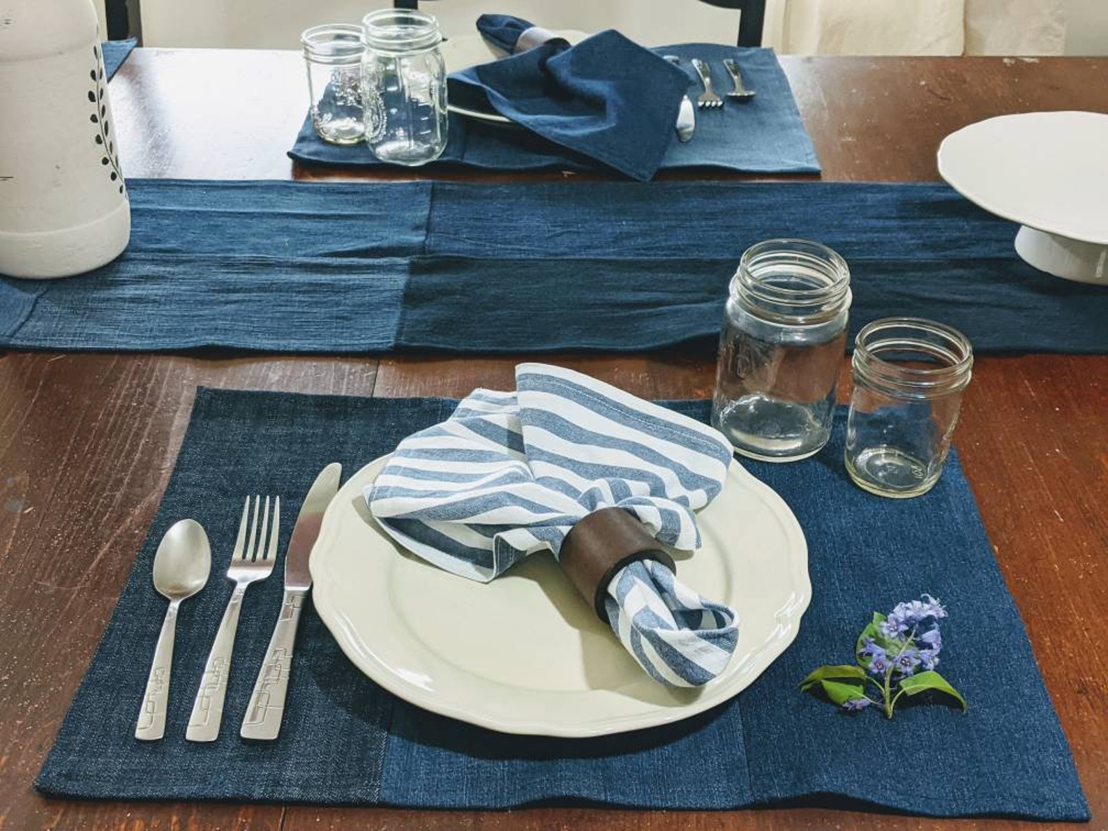 Denim Napkins Chambray Napkins Denim & Chambray Upcycled Etsy