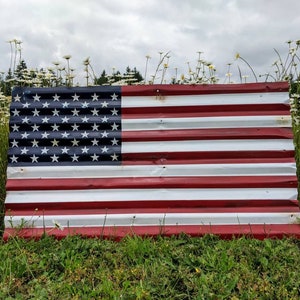 Rustic Metal Flag, 27" x 48", Salvaged Barn Metal, US Flag, Distressed Flag, Patriotic Home Decor, Rustic Wall Decor, USA Flag, Americana