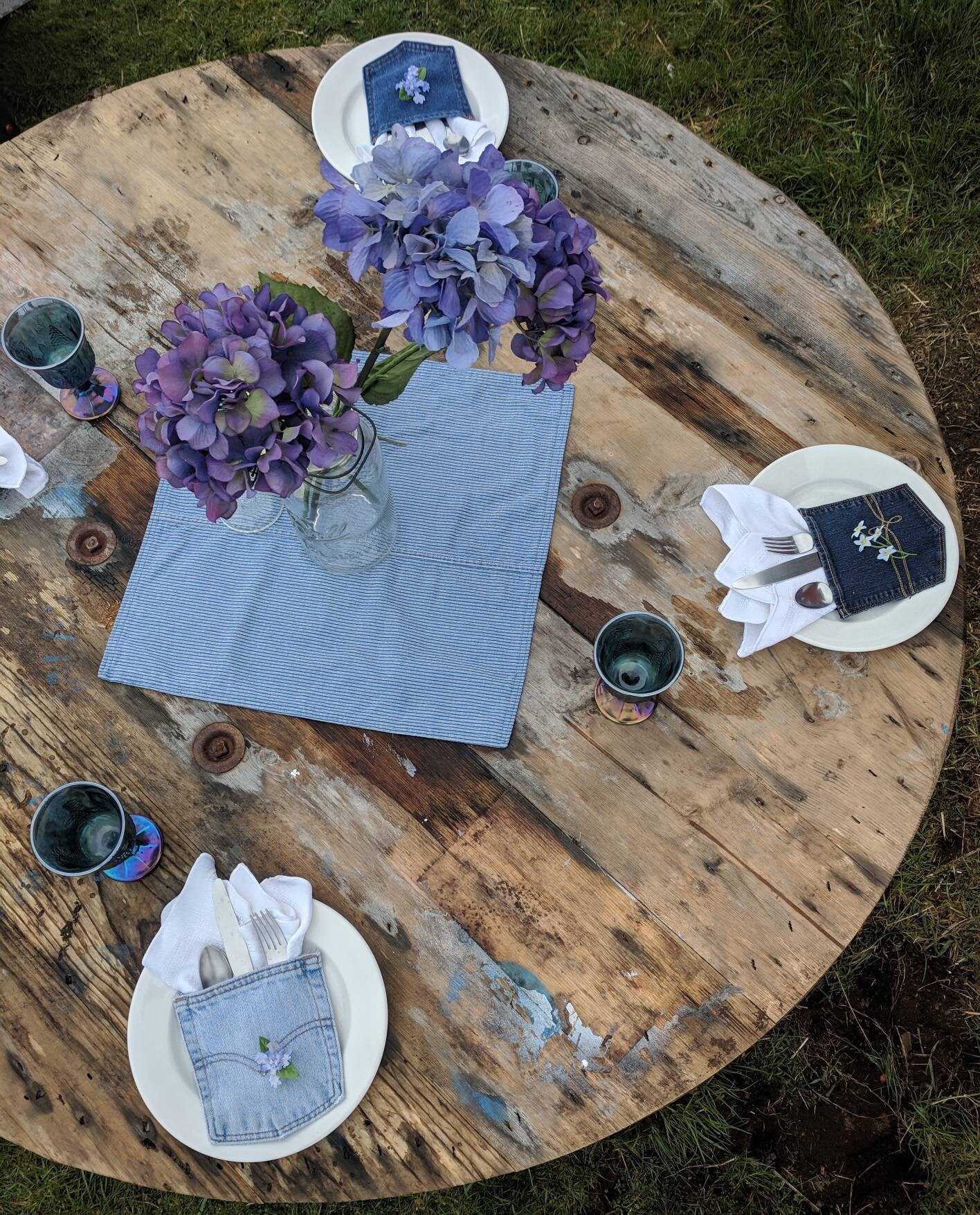 Denim Pockets Jean Pockets Utensil Holder Country Wedding Etsy