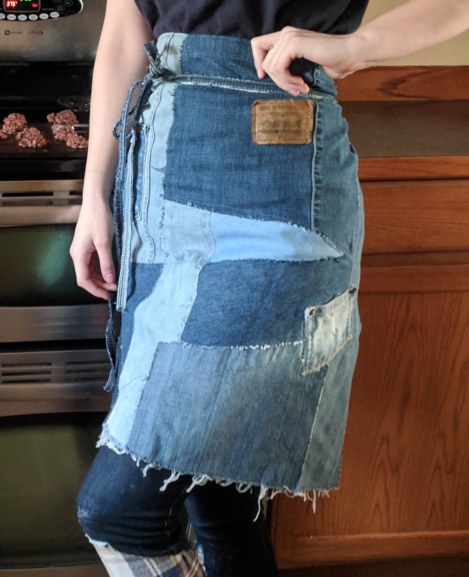 Repurposed Denim Apron Denim Apron Half Apron Upcycled Etsy