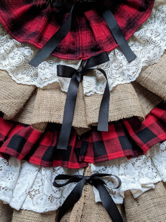 Buffalo Check Tree Skirt Buffalo Check Decor Flannel Christmas