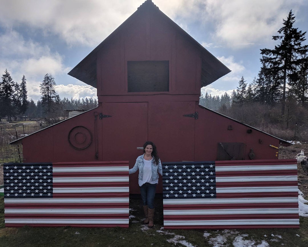 8 Ft. Huge Rustic American Flags, Barn Metal Flags, Distressed Flag ...