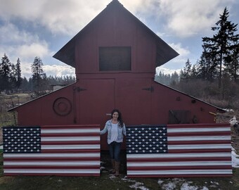 8 ft. Huge Rustic American Flags, Barn Metal Flags, 250th Birthday, Patriotic Decor, Large Metal Flag, Corrugated Metal Flag