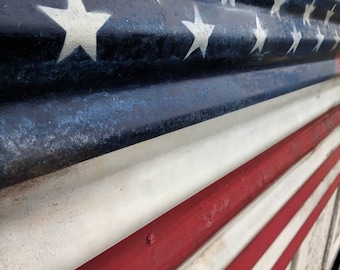 Rustic American Flag, Large Corrugated Metal American Flag - 6 foot, Distressed US Flag, Patriotic Home Decor,  Rustic Wall Decor, Americana
