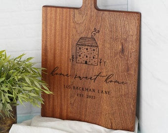 Home Sweet Home personalized cutting board zip code gift housewarming gift with address closing gift for new home new home gift - 048