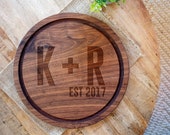 Personalized Cutting Board wedding gift custom cutting board, engraved round cutting board, couple cutting board - 038 