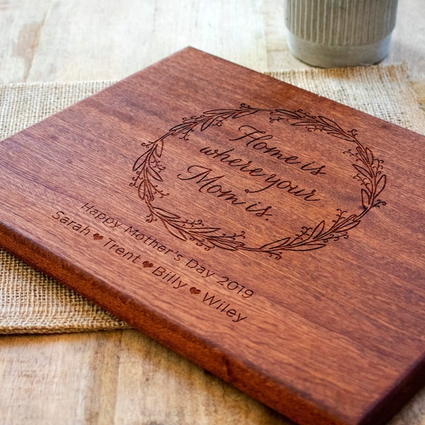 Home is Where your Mom is Personalized Charcuterie Board Mother's Day Gift from Kids Sentimental Mother's Day Gift for Mom for Nana