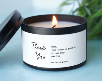 Thank You Gift Thank you Candle - Personalized Candle - Wedding Thank you - Nurse Gift - Gift for Coworker - Hostess Gift Teacher Thank You