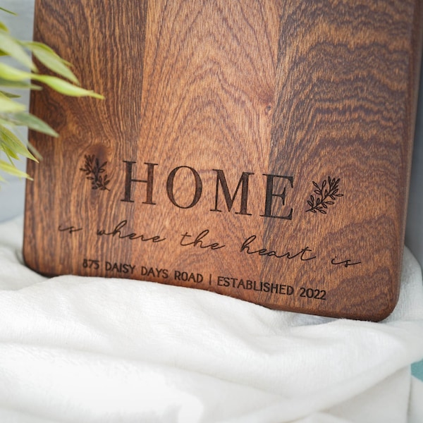 New Home Gift House Warming Gift Home Sweet Home Cutting Board Charcuterie Board Reator Gift Real Estate Gift with Address Zip code - 067