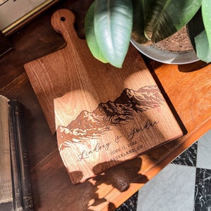 Cutting Board Mountain Wedding Gift Charcuterie Board, Wedding gift Cabin Wedding Hiking Couple Gift Mothers day Gift - 033