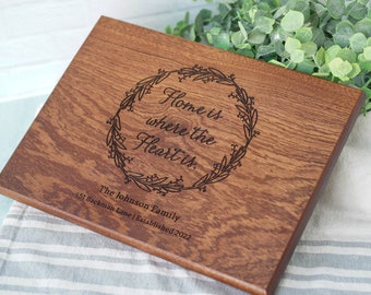 New Home Gift House Warming Gift Home Sweet Home Cutting Board Charcuterie Board Reator Gift Real Estate Gift with Address Zip code - 049