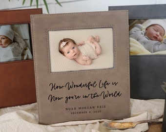 Newborn Gift Frame - How Wonderful Life is Now that you are in the world - rainbow baby gift baby shower gift personalized baby frame - F07