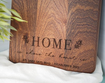 New Home Gift House Warming Gift Home Sweet Home Cutting Board Charcuterie Board Reator Gift Real Estate Gift with Address Zip code - 067