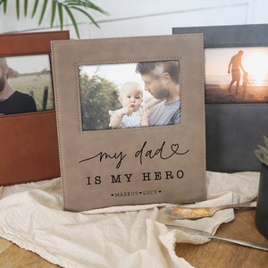 Father's Day Gift idea for Dad from Young kids Personalized Picture Frame Dad is My Hero gift for dad from son gift for dad daughter 053