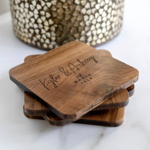 Personalized Coasters Personalized Custom Coasters Engraved Coasters Wood Coasters engraved coaster set coaster wedding favors 031 image 3