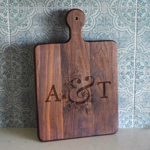 Charcuterie Board Personalized | wedding gift for Couple | with handle Monogrammed Cheese Board Engagement Gift Bridal Shower Gift - 066