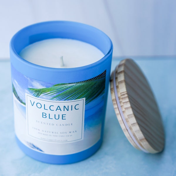 Luxury Volcanic Scented Candles 100% Soy Wax | Smells Like Tropical Fruit & Sweet Citrus | Summer Spring Candle Lemon Lime Orange 14 oz