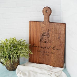 Home Sweet Home personalized cutting board zip code gift housewarming gift with address closing gift for new home new home gift - 048