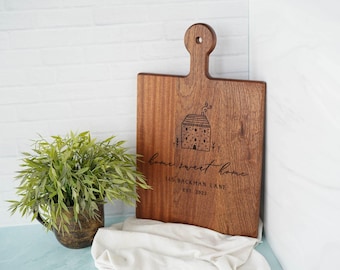 Home Sweet Home personalized cutting board zip code gift housewarming gift with address closing gift for new home new home gift - 048
