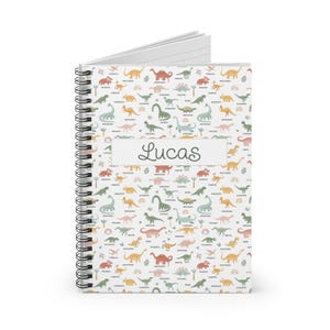 Dinosaur personalized notebook gift for kids with name - Kid stationary rule lined notebook Dinosaur themed gift personalized gift for kids image 3
