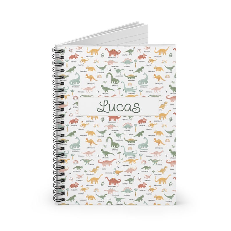 Dinosaur personalized notebook gift for kids with name - Kid stationary rule lined notebook Dinosaur themed gift personalized gift for kids image 3