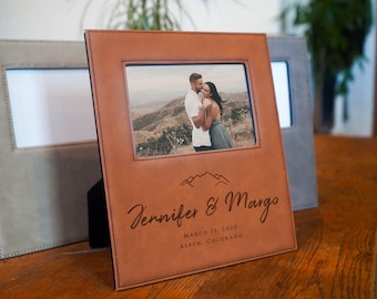 Mountain wedding gift Personalized photo frame Mothers day Gift frame for wedding photo, custom gift for couple Mountain wedding 022