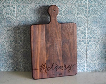 charcuterie board personalized Serving Board with handle Monogrammed Personalized Cheese Board Engagement Gift Bridal Shower Gift - 001