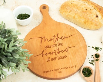 Personalized Mother's Day Gift For Mom From Kids Heartbeat of Our Home cutting board Charcuterie board Sentimental gift for mom