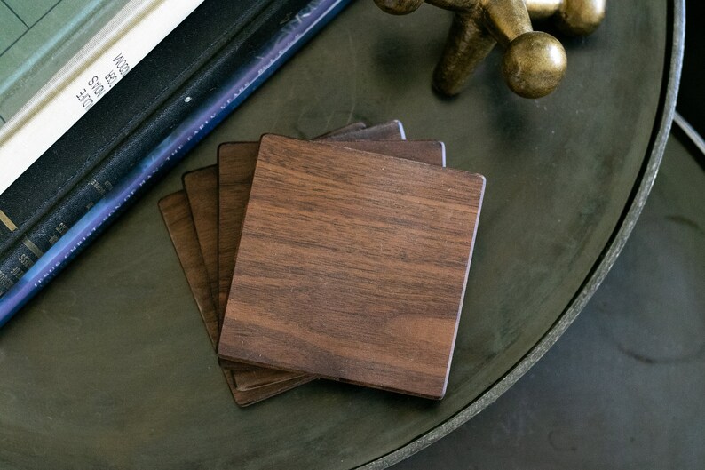 Logo Engraved Walnut Wood Coasters - Corporate Client Gift Box image 4