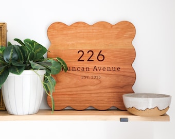 Address Cutting Board with Scallops | Personalized housewarming gift new home | Closing Gift gift for buyers | Housewarming gift
