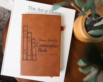 Personalized Commonplace Book Journal, Custom Name Cover, Vintage Book Illustration, Gift for Readers
