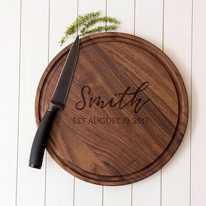 Personalized Cutting Board Charcuterie Board wedding gift custom cutting board, engraved round cutting board, couple cutting board 008