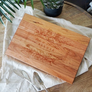 Charcuterie board personalized Christmas Gift for Couple with handle Personalized Cheese Board Engagement Gift Bridal Shower Gift - 082