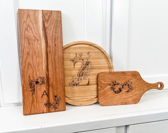 Personalized Mothers day Gift Cute charcuterie board with handle Monogrammed Personalized Cheese Board Engagement Gift - 062