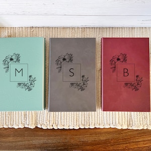 personalized notebook journal, monogram journal gift monogram notebook, leather notebook personalized gift for women for girls - 064