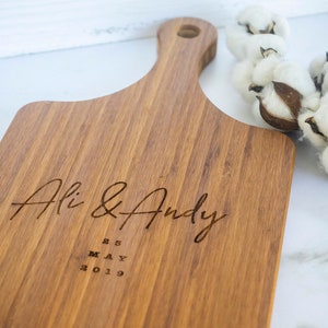 Personalized Mother's Day Gift Charcuterie board engagement gifts for couple personalized Cheese Board wedding gift with handle - 031