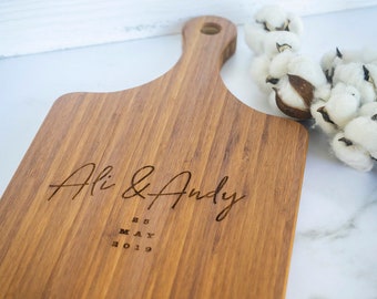 Personalized Mother's Day Gift Charcuterie board engagement gifts for couple personalized Cheese Board wedding gift with handle - 031