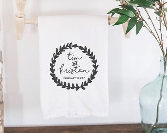 Paño de cocina personalizado - Paño de cocina personalizado - Paño de cocina para regalo de boda - Regalo personalizado - Paño de cocina personalizado - Paño de harina - 007