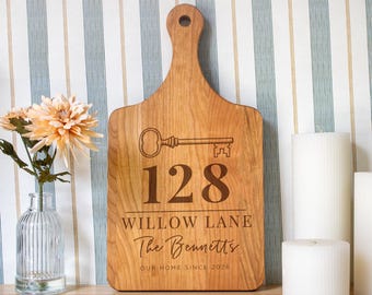 Personalized Address Cutting Board, Housewarming Gift, New Home or Realtor Closing Gift, Heirloom House Key