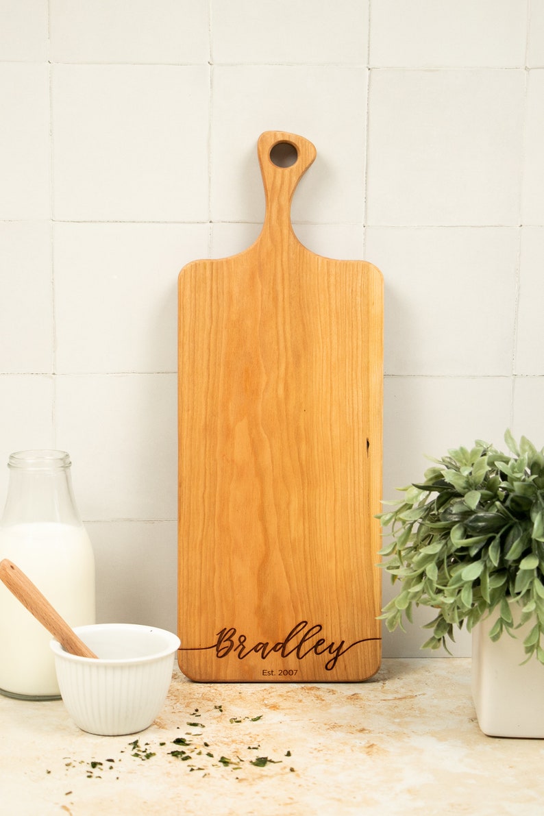 Charcuterie Board Personalized Mother's Day Gift for Couple with handle Monogrammed Cheese Board Engagement Gift Bridal Shower Gift 001 image 2