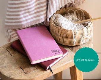 Personalized Journal Notebook: Custom Engraved Leatherette Cover - Lined Pages, 5.25x8.25 in, Gift for Writers and Teens