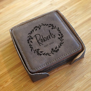 Personalized Engraved Coasters - Custom Wedding Gift - Wooden Coasters - coasters personalized - coaster set - coaster wedding favors - 005