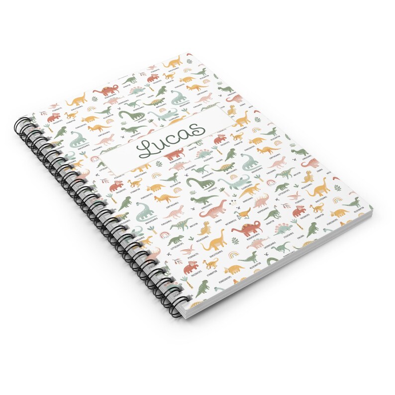 Dinosaur personalized notebook gift for kids with name - Kid stationary rule lined notebook Dinosaur themed gift personalized gift for kids image 4