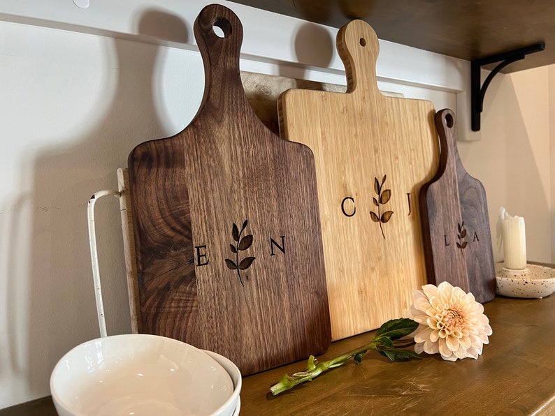 Charcuterie Board Personalized Valentines Day Gift for Couple with handle Monogrammed Cheese Board Engagement Gift Bridal Shower Gift - 001