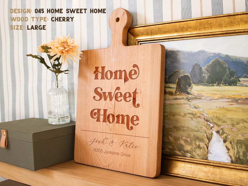 Personalized Cutting Board: Custom Housewarming, First Home & Closing Gift | Home Sweet Home | Mother's Day image 9