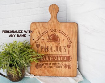 Personalized Cutting Board: BBQ Theme Gift for Dad, Grandpas, Step Dads, Uncles | Christmas Gift