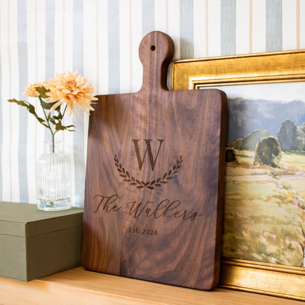 Personalized Cutting Board: Custom Wedding, Engagement, Bridal Shower, Housewarming Gift & Mother's Day Gift | Engraved Charcuterie Board