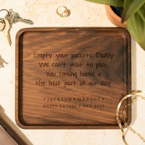 Empty your Pockets Daddy Custom Engraved Christmas or Easter Gift for Dad | Custom Leather Catchall Personalized Valet Tray for Men